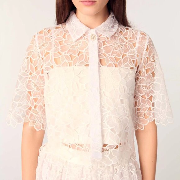 Maje Cropped floral lace Blouse - Picture 1 of 14